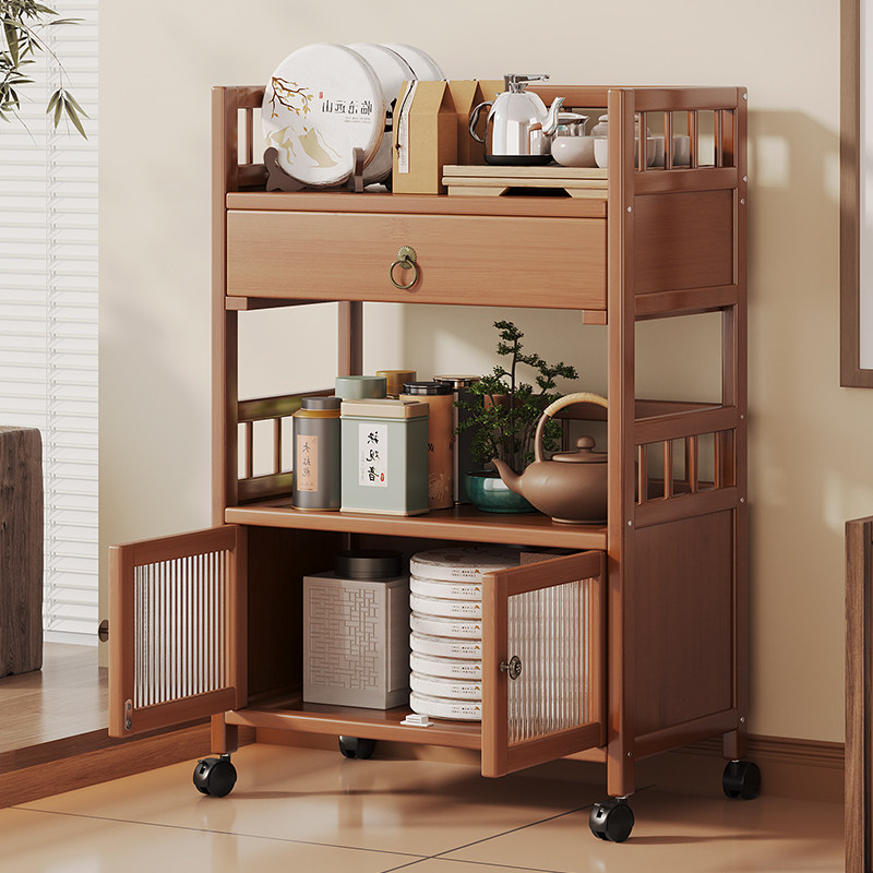 竹木茶车移动储物推车多层收纳架带轮子厨房大容量省空间置物架子,住宅家具,移动边几/推车,淘宝优惠券,粉丝福利购,淘宝优惠卷