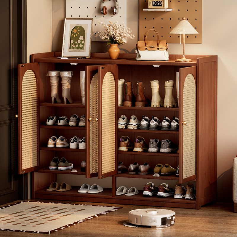 户外过道电梯口复古一体鞋柜