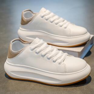 福建裕元鞋业男鞋2025新款皮面透气厚底小白鞋男白色运动休闲板鞋