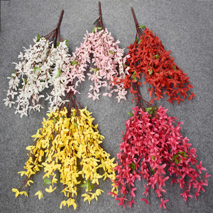 7叉把束迎春花仿真花映山红婚庆家居婚礼装饰假花连翘寸寸金绢花