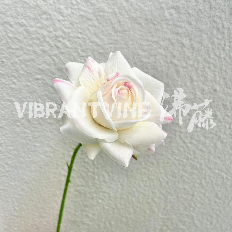 单枝莱菲玫瑰仿真花婚庆客厅布置酒店装饰搭配花艺造型插花