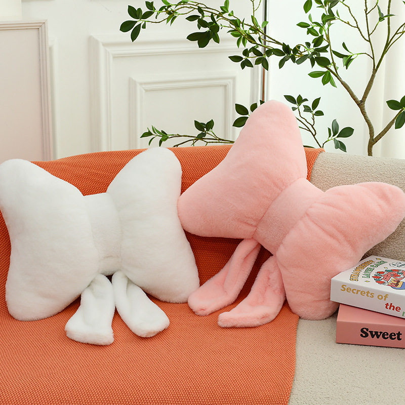 北欧风沙发抱枕兔毛柔软舒适座椅靠枕纯色简约蝴蝶结飘带宿舍靠垫,节庆用品/礼品,创意抱枕,淘宝优惠券,粉丝福利购,淘宝优惠卷