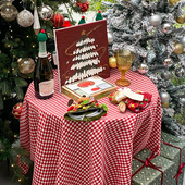 新年桌布高级风圣诞红色格子桌布装 饰拍照高级感复古茶几布桌台布