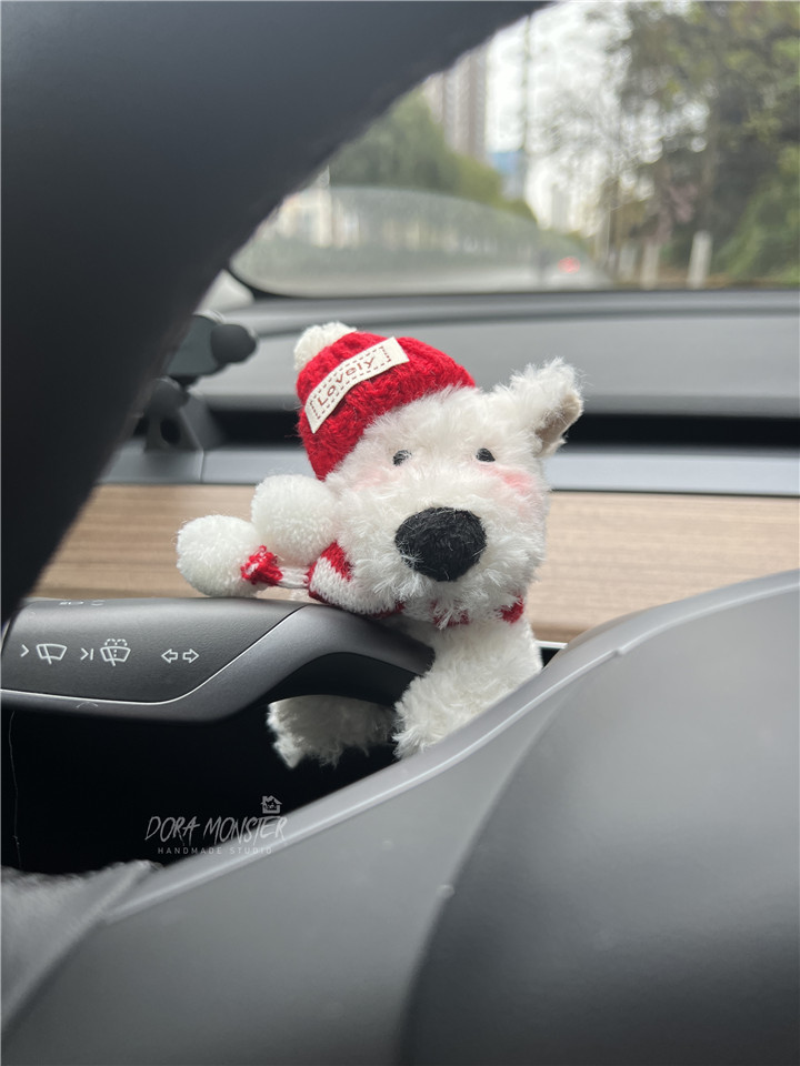 可爱西高地毛绒小狗汽车怀档装饰车载转向灯雨刮器装饰品新车礼物