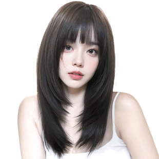 假发全头套女夏天薄款中长款自然减龄仿真圆脸锁骨发整顶假发套