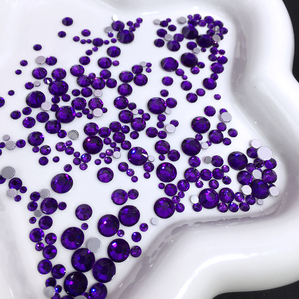DANA平底圆形水钻纯紫色美甲饰品DIY配件玻璃钻银色底混合大小钻,彩妆/香水/美妆工具,美甲工具,淘宝优惠券,粉丝福利购,淘宝优惠卷