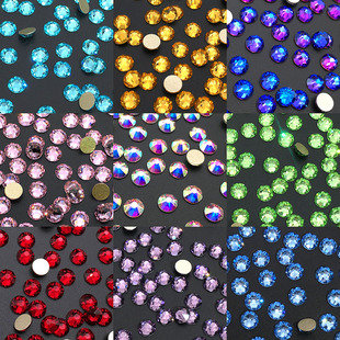 DANA平底圆形金底8大8小太阳花切面美甲钻DIY饰品4.0mm特级钻整包