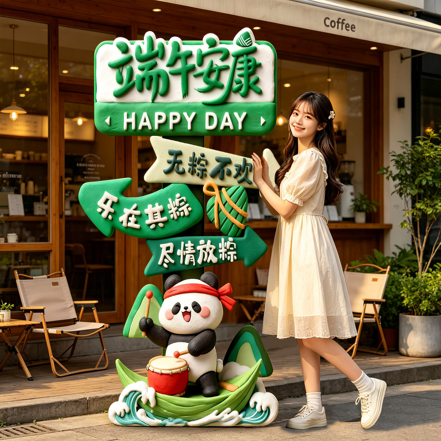 端午节场景布置KT板立牌装饰品幼儿园商场活动氛围场景拍照框道具