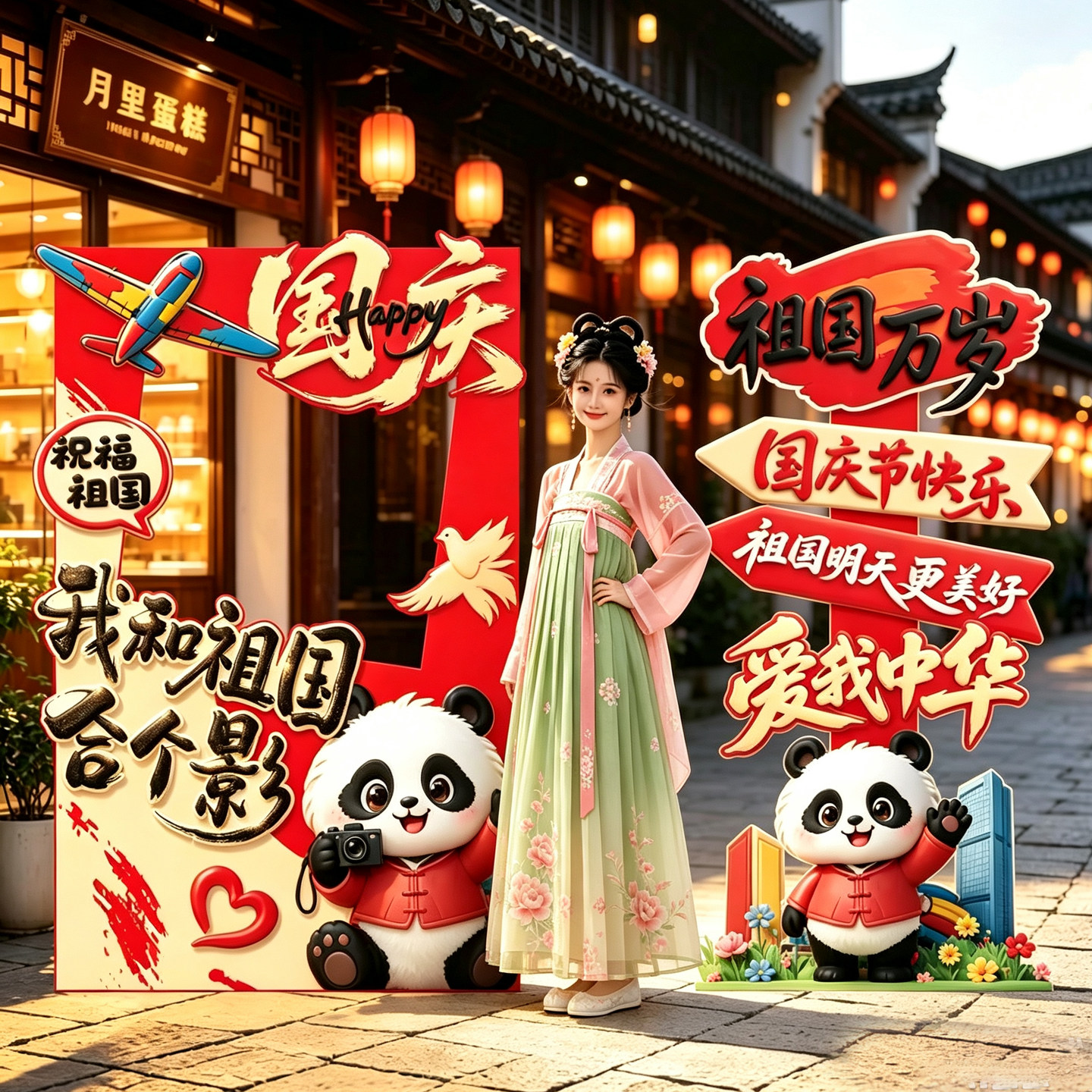 国庆节氛围布置kt板拍照相框幼儿园学校商场店铺活动装饰打卡摆件