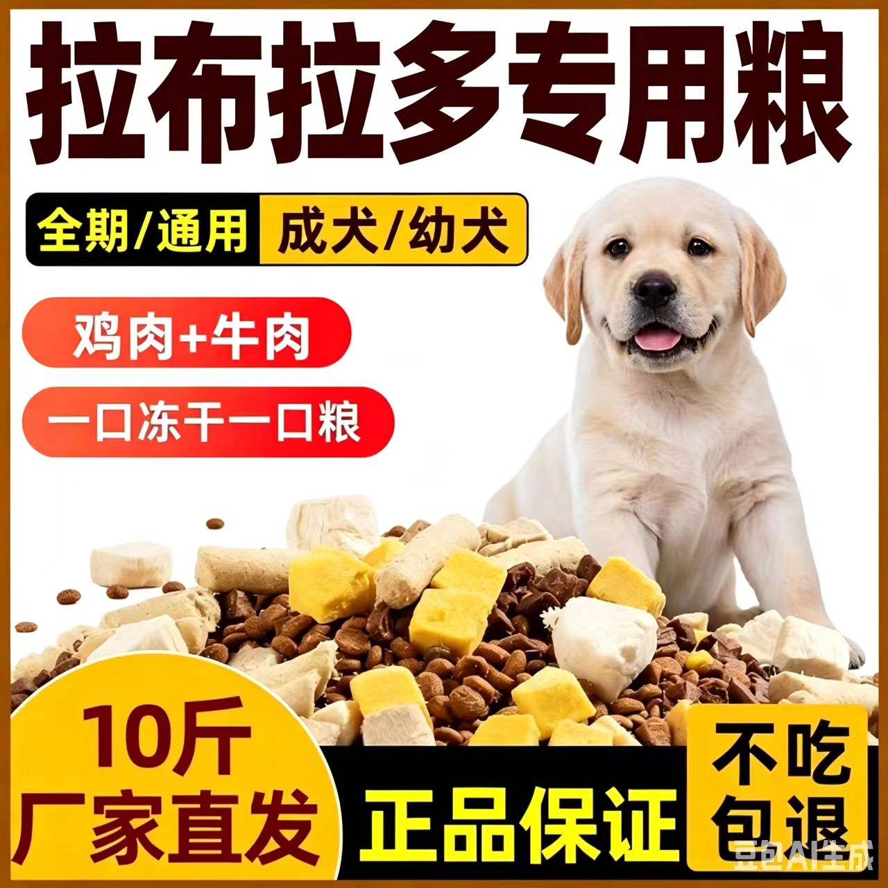 拉布拉多全阶段营养狗粮小幼犬成犬牛肉味10斤40斤装通用滋满月后