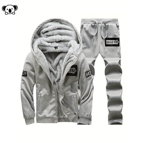 G 47501 Men Warm wear Set Casual Pockets运动套装