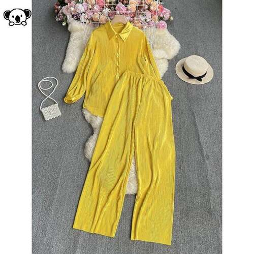 E 27387 Women Fall-Winter Shirt Set Ruched衬衫套装