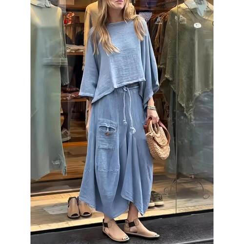 Y 34544 Women's Casual Loose Dress Set 休闲裙子套装