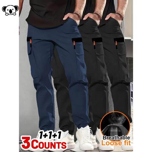W 31982 Men Hiking Cargo Pants Loose Fit Camping宽松工装裤