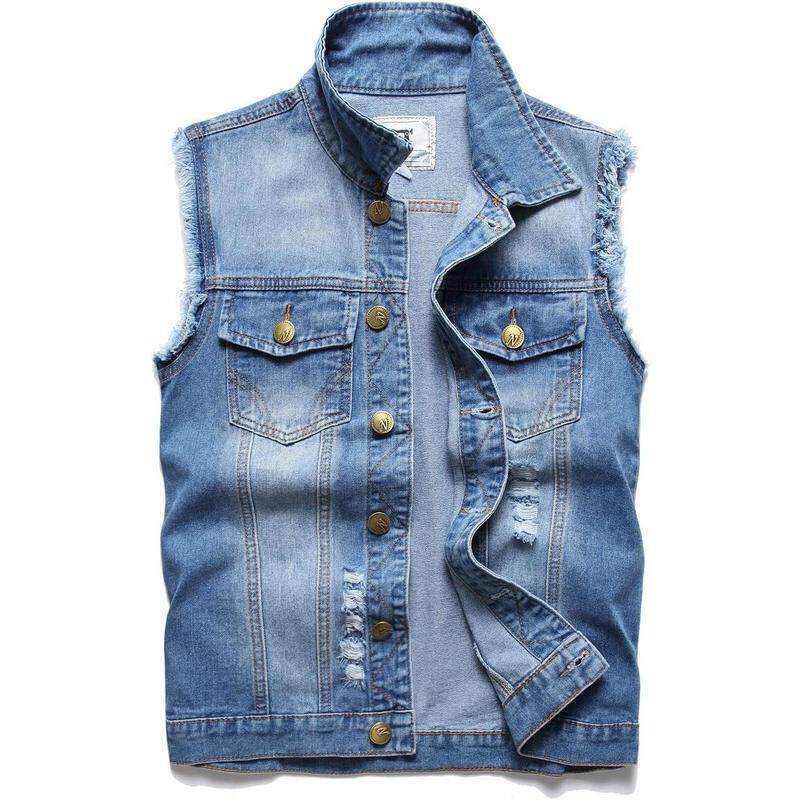 Z 95771 Casual Sleeves Denim Vest 韩版牛仔马甲