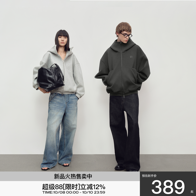 AMLM空气棉高领拉链卫衣男女
