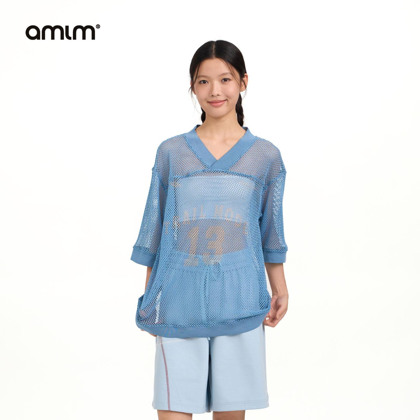 AMLM镂空网眼T恤潮酷嘻哈叠穿图片