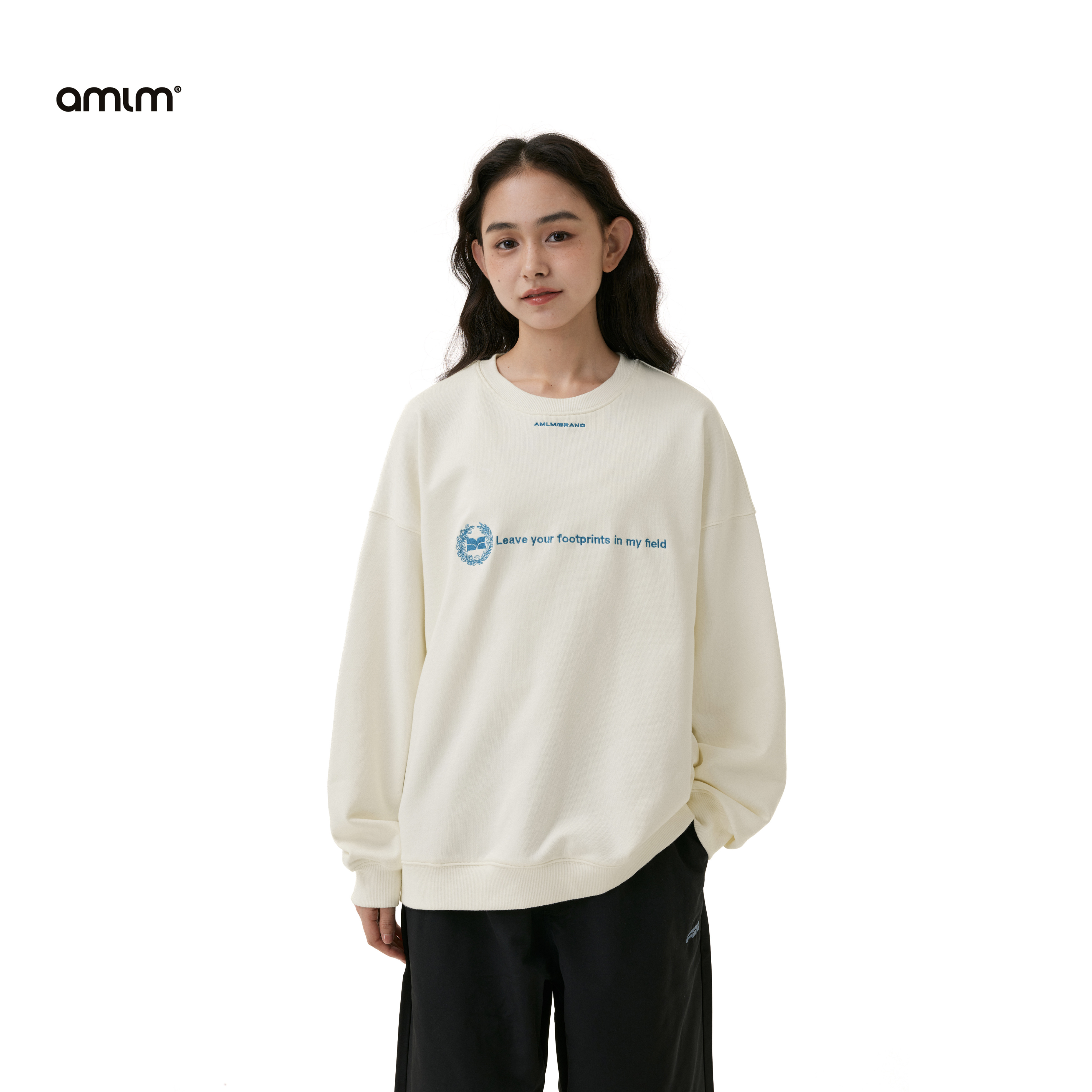 AMLM品牌logo立体字母刺绣卫衣图片