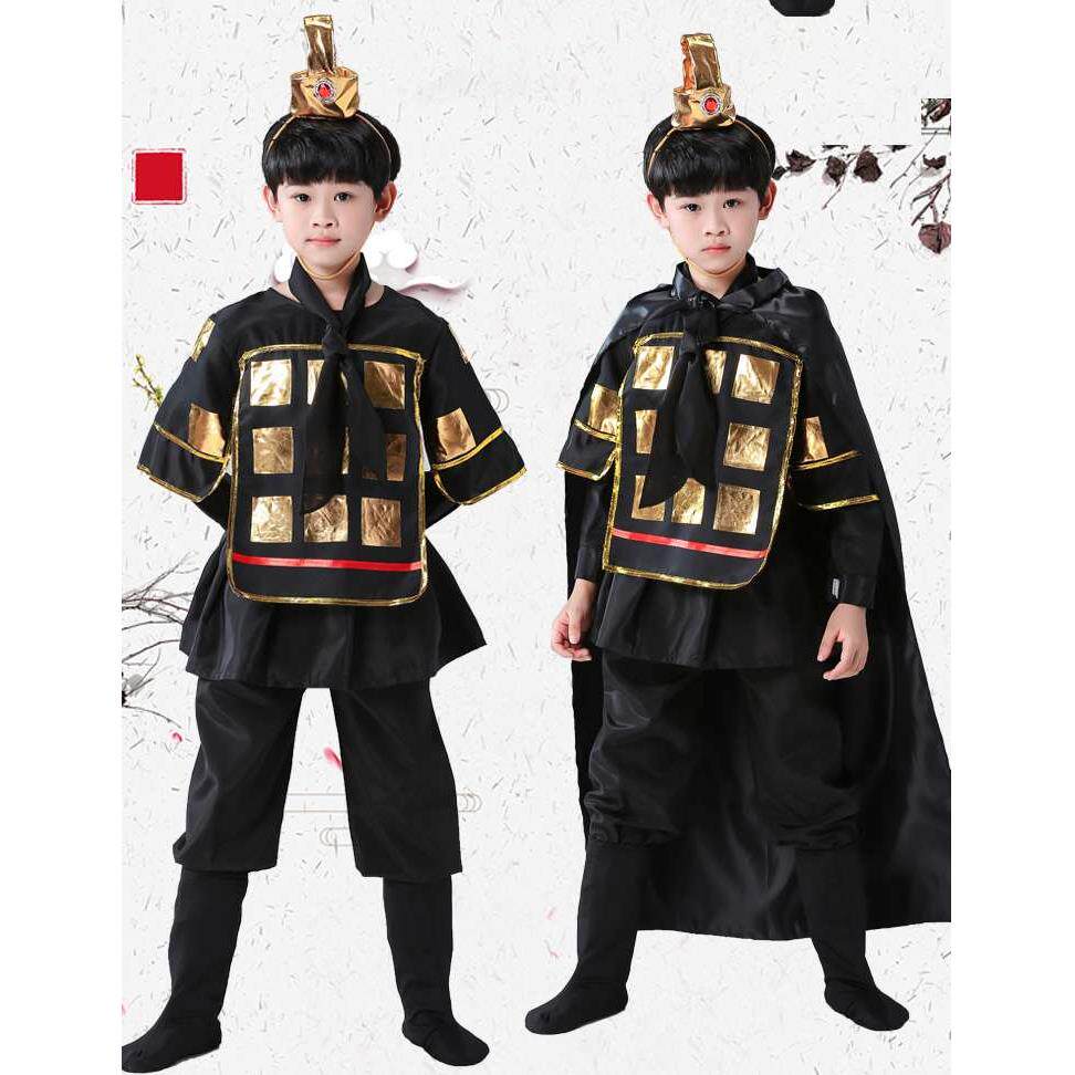 正品古代士兵服装男女成人将军盔甲舞台演出服儿童戏曲花木兰表演