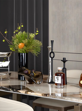 E-Pin 逸品家居餐厅软装摆件装饰轻奢花器烛台黑色金属果盘酒具