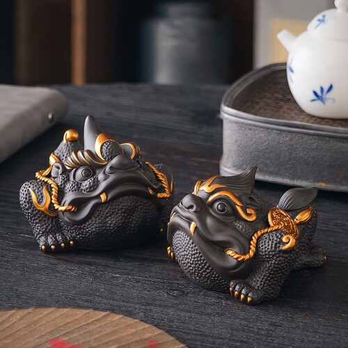 紫砂中式可养帝王金蟾茶宠摆件家用办公茶盘茶桌茶从宠茶玩装饰品