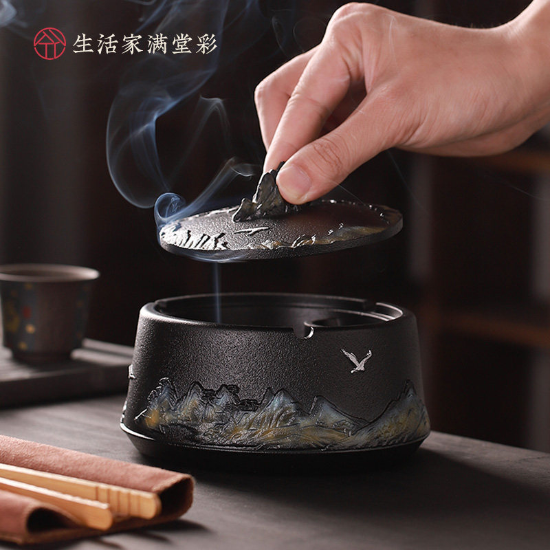 烟灰缸中式浮雕高档大气