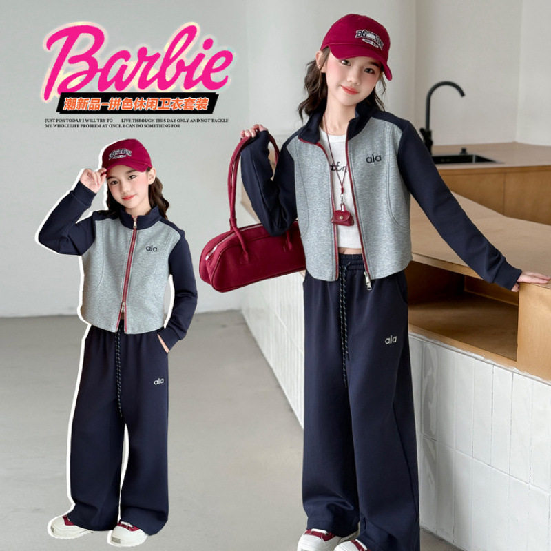 NK女童秋装运动套装2025春秋新款洋气儿童卫衣女孩阔腿裤两件套潮