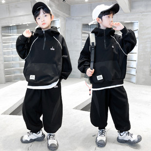 安奈儿联名男童套装2026春秋款新款卫衣中大童儿童男孩酷帅气时髦