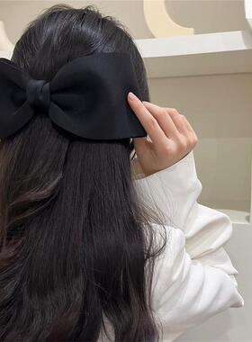 潮流法式超大黑色蝴蝶结发夹女大号后脑勺弹簧夹子复古网红头饰