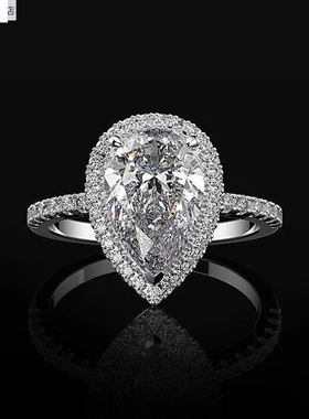 电商跨境饰品 创意闪耀水滴形锆石婚戒 女士婚庆珠宝首饰百搭