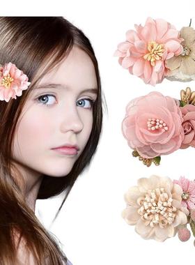 亚马逊韩版花朵热卖头花欧美风婴儿baby头饰发夹仿真花儿童发饰