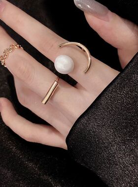 关节戒指韩国简约韩版气质个性百搭学生珍珠关节食指戒指女潮人网