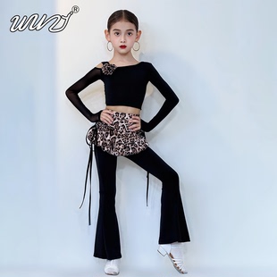 拉丁舞服女童长裤2025秋冬新款儿童高级感洋气练功服绒裤子套装