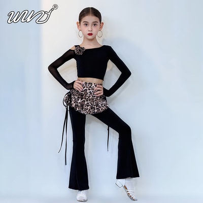 拉丁舞服女童长裤2026秋冬新款儿童高级感洋气练功服绒裤子套装