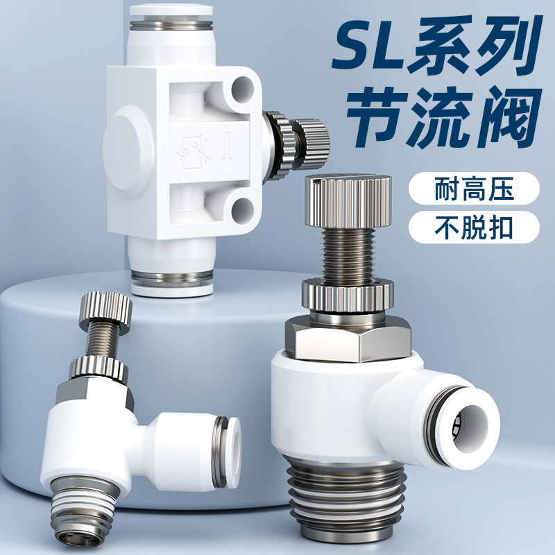 节流阀气动可调气管接头气动调速阀气缸气压单向调节阀开关sl8-02