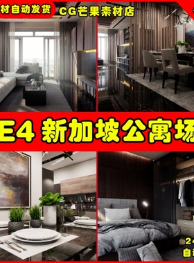 UE4写实新加坡公寓房间UE5卧室场景 Singapore Condominium