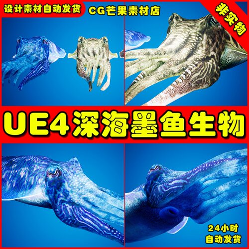 UE4变色乌贼章鱼墨鱼怪物UE5动画模型 Cuttlefish Camouflage