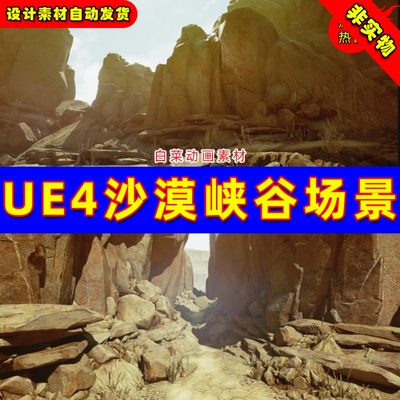UE4写实沙漠荒野荒漠UE5峡谷山谷环境山脉场景Arid Desert