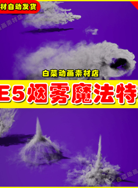 UE5 Smoke Burst FX VDB 虚幻引擎5.5版本烟雾魔法爆发燃烧特效