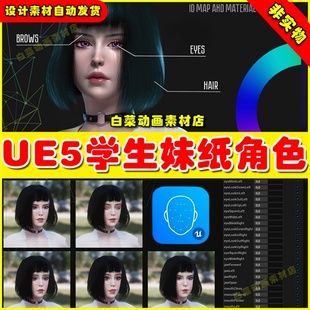 School Girl - Various Outfits 学生水手服短裙妹纸角色UE5 5.2