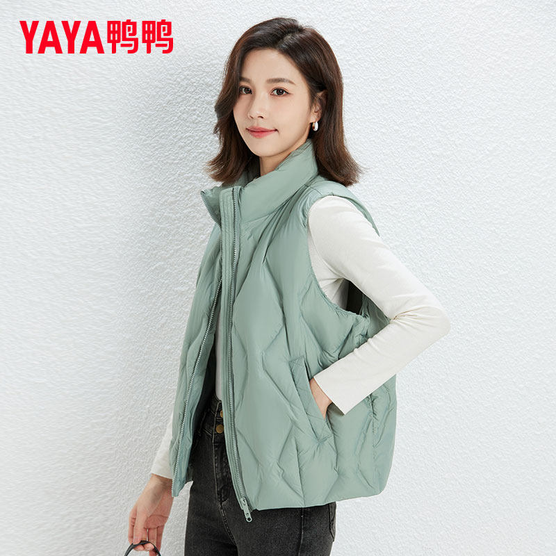 鸭鸭2025年新款羽绒马甲女士短款马夹坎肩立领羽绒服百搭休闲外穿