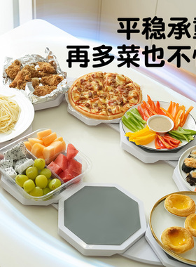 长桌旋转餐盘家用适合长餐桌的专用手动菜盘便携式托盘长条桌转菜