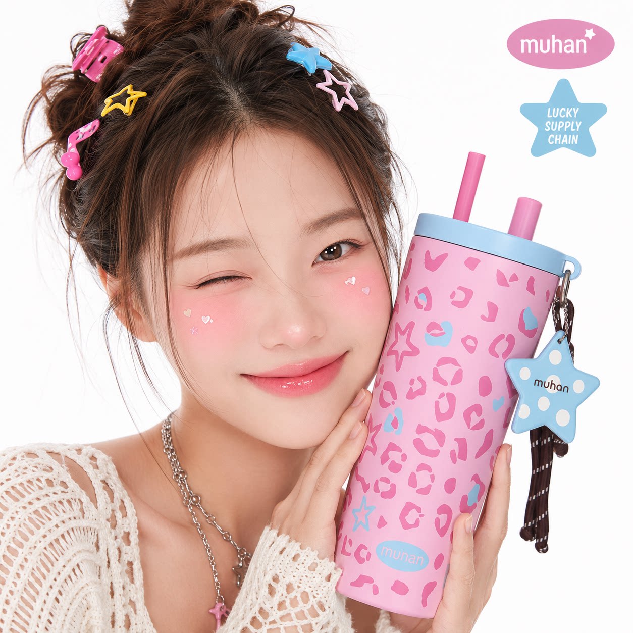 大容量保温杯带吸管女生水杯子图片