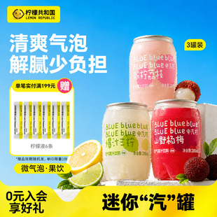 柠檬共和国荔枝杨梅柠檬味电气柠迷你罐气泡水果汁饮料200ml*3瓶