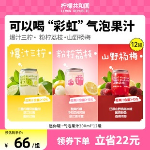檸檬共和國荔枝山野楊梅三檸迷你氣泡水果汁飲料清爽解膩汽水飲品