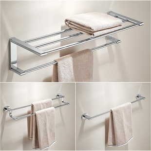 卫生间全铜高端浴巾架打孔酒店轻奢简约浴室毛巾挂杆置物架放衣架