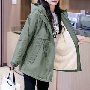 加绒加厚派克服外套女棉衣2023冬新款收腰显瘦休闲设计款棉服大衣