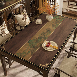 纺丝木纹中式覆古台布聚氯乙烯皮革防油免洗桌垫绝缘耐铁台面保护