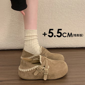 厚底内增高反绒皮勃肯鞋 女款 两穿2026新款 春季 一脚蹬豆豆鞋 0127z