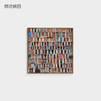 油画卧室画美式装饰客厅复古挂壁画建筑抽象玄关巨幅画
